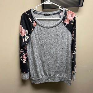 Grey floral blouse